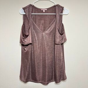 Juicy Couture V Neck Cold Shoulder Metallic Blouse XL